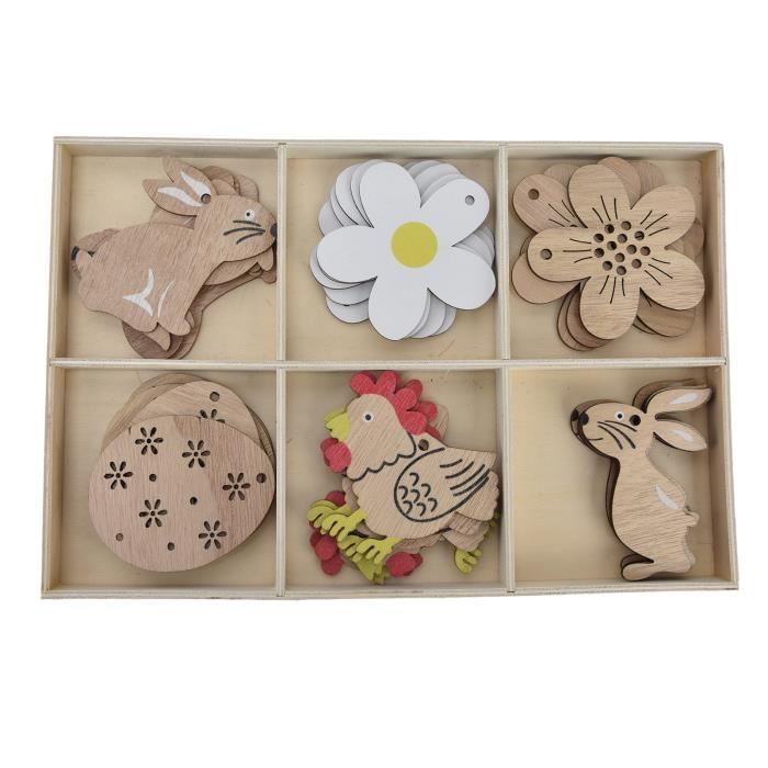 Oeufs De Pâques En Bois Avec Panneau Suspendu En Fer Ondulé Galvanisé