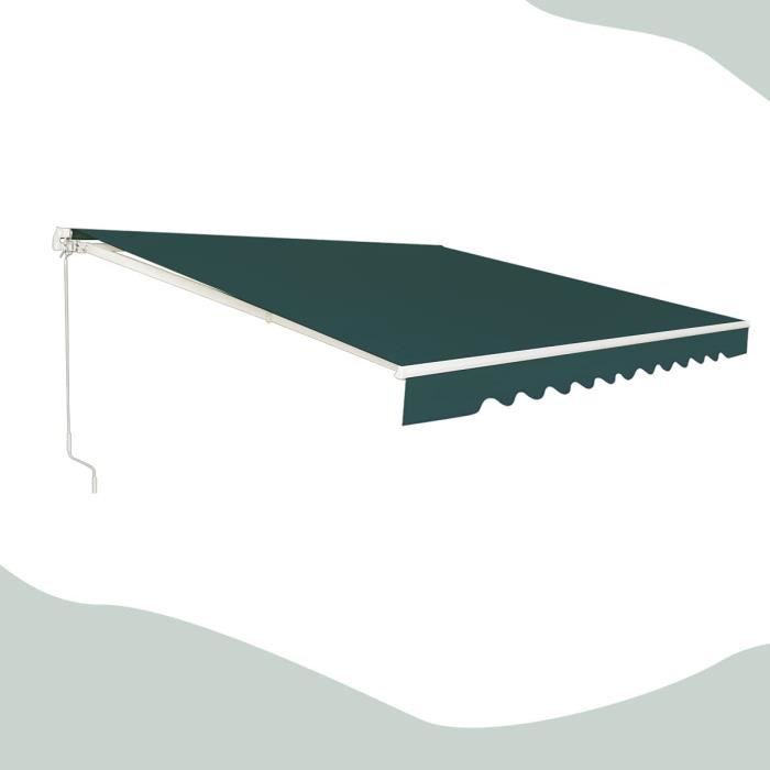 GOPLUS Store Banne Rétractable360X300CMAuvent dAbri Manuel Résistant aux UV et à leau avec ManivelleAngle Réglable 5-35°Vert