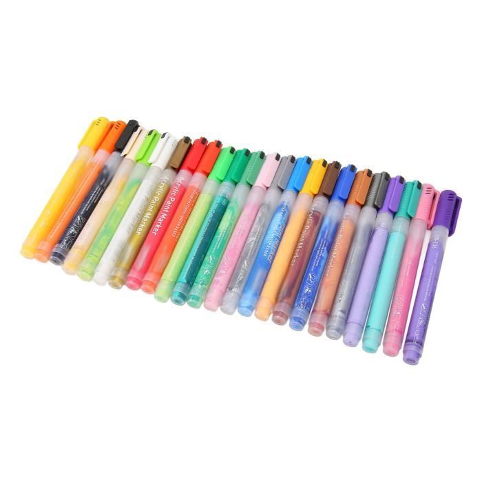 12 marqueurs peinture acrylique pour peindre des roches, de la pierre, de la céramique, du verre, du bois, de la toile (lot de 12 feutres peinture acrylique pointe extra-fine) - France