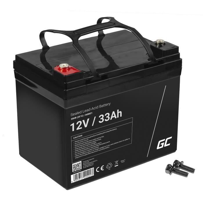 GreenCell® Rechargeable Batterie AGM 12V 33Ah accumulateur au Gel Plomb Cycles sans Entretien VRLA Battery étanche