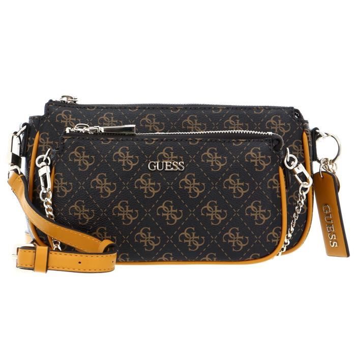 GUESS Arie Double Pouch Crossbody Brown [106162] Marron Cdiscount