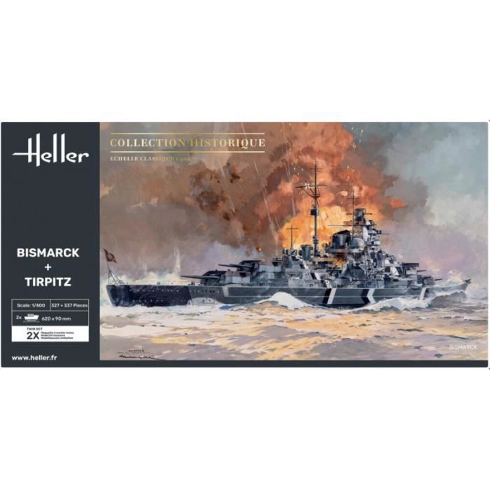 Maquette Bateau Bismarck + Tirpitz Twinset - HELLER - 1/400ème - Blanc - Mixte - Adulte
