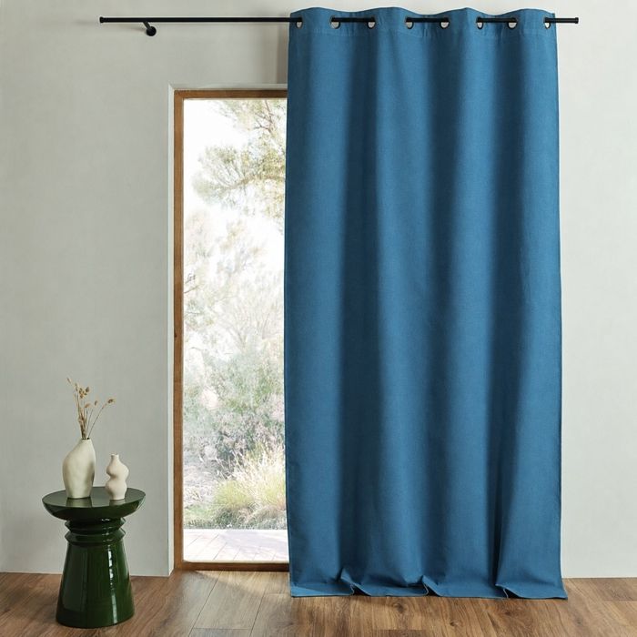 Rideau 100% occultant thermique phonique chiné MIDNIGHT Bleu Pétrole 135x260 cm