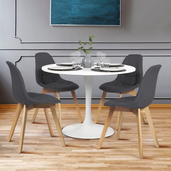 lot de 4 chaises scandinaves gaby grises en tissu pour salle à manger - idmarket - moderne - intérieur