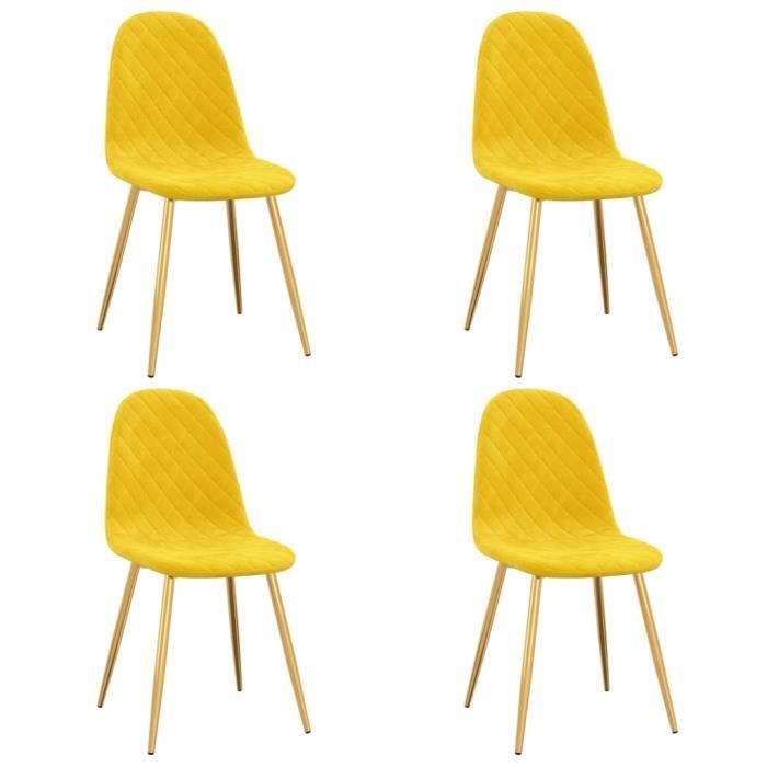 Dbaiyi-Ddis Chaises de salle à manger 4 pcs Jaune moutarde Velours AB325686 DA007