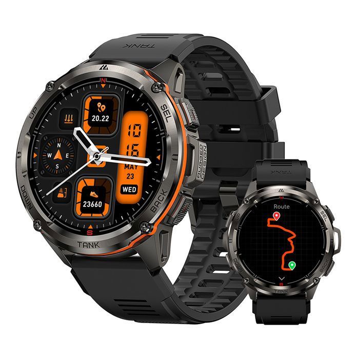 KOSPET T3 Ultra Montre connectée homme - Montre intelligente GPS 470 mAh Fitness numérique AMOLED AOD Bluetooth montres - Noir