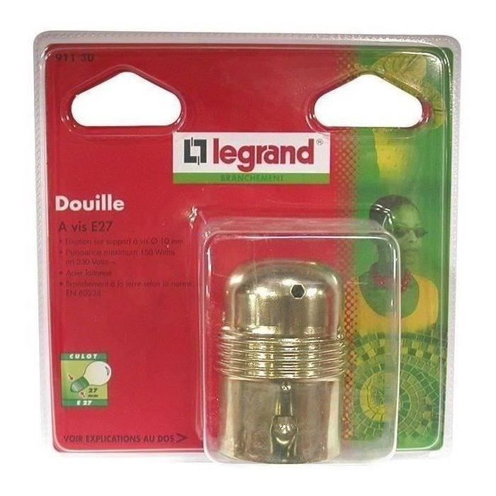 Douille E27 métallique lisse + 2 bagues