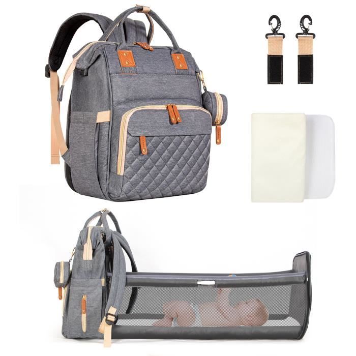 Sac à Dos à Langer - KENLUMO - Grande Capacité Imperméable - Gris foncé  (unisexe) - Cdiscount Puériculture & Eveil bébé