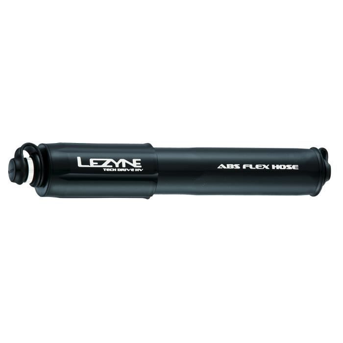 Pompe à vélo LEZYNE Tech Drive HV Medium noir - Mini-pompe avec manomètre et pression maximale de 6.2 bar