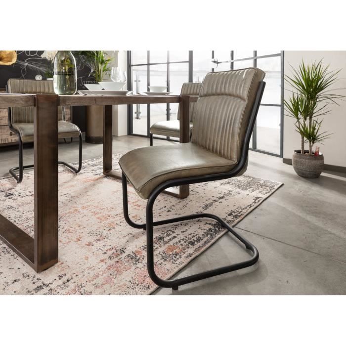 Chaise cantilever - Cuir (Gris) - IRON LABEL 04 Chaise cantilever - Cuir (Gris) - IRON LABEL 04