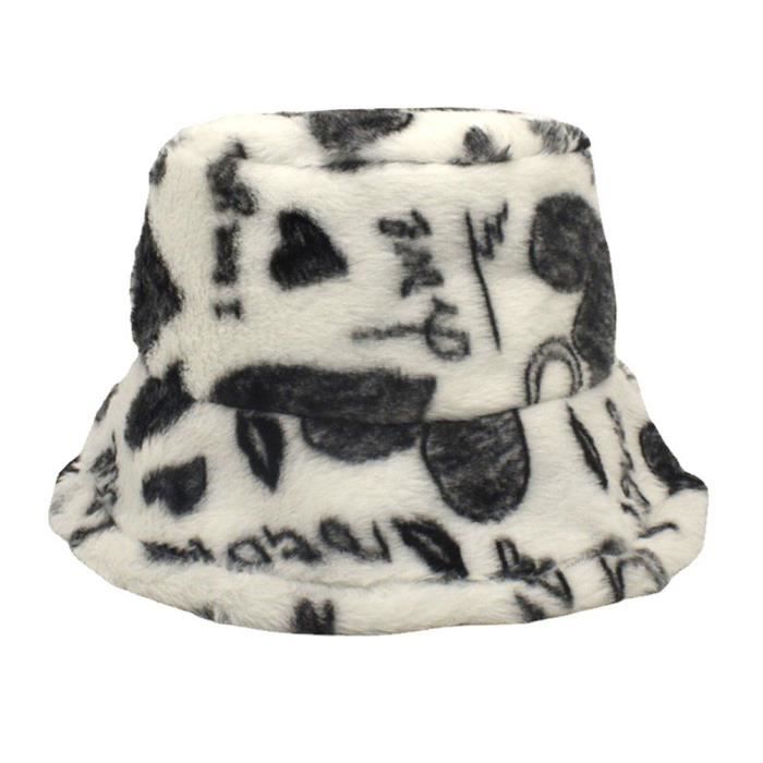 Chapeau Bob Fourrure Peluche Hiver Femme – Duveteux, Chaud, Style Pêcheur Moelleux Léopard/Vache