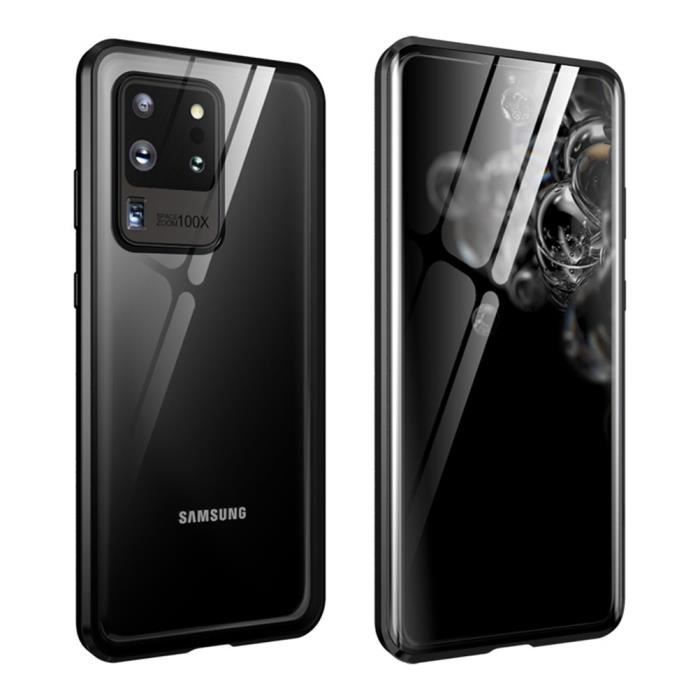 Samsung Galaxy S20 Ultra Coque Cadre en Métal Adsorption Magnétique Avant  et Arrière Verre Trempé Housse Protection étui - Noir - Cdiscount Téléphonie