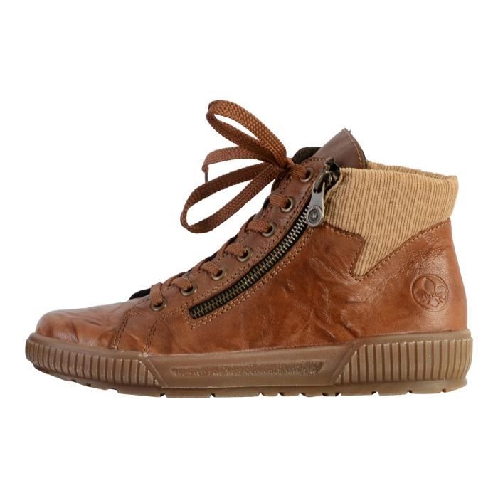 Chaussures Rieker Femme L88W2 - Baskets Confort Lacets - Synthétique Blanc - Semelle Polyuréthane