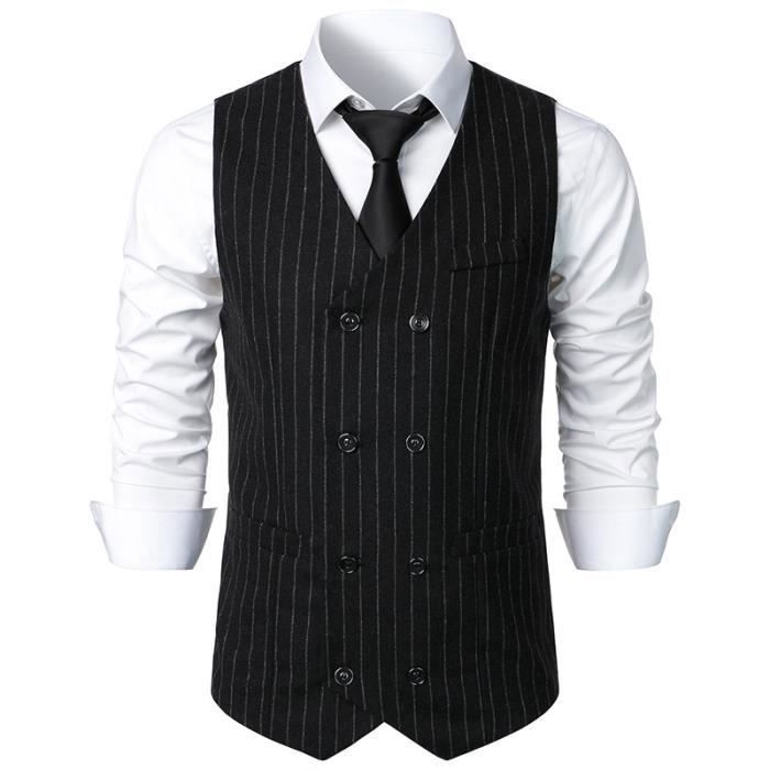 Gilet De Costume Homme Slim Col V Sans Manche Business Casual
