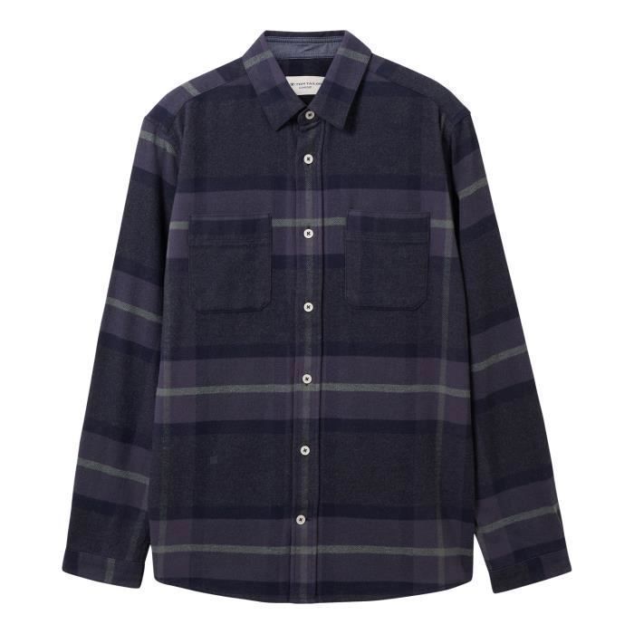 Chemise coton tartan regular fit Tom Tailor bleu TOM TAILOR