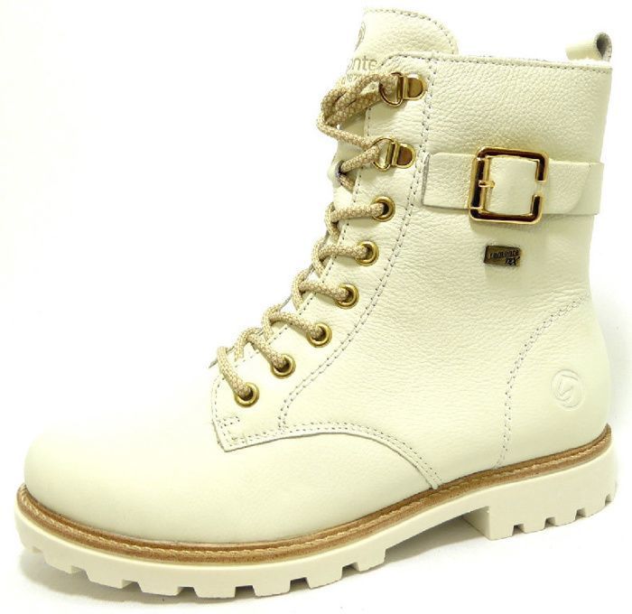 Bottines fourrees en cuir Remonte D8475 Blanc Lacets Femme Blanc Cdiscount Chaussures