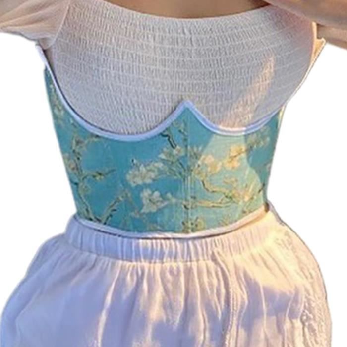 YUGH Corset Femme,Bustiers Pour Femmes Vintage Rose Bustier Corset Tops Dentelle Maille Couture Camisole Taille Clincher Sexy Body Shaper Corsets Pour Fille Mariée Fête Mode Cosplay