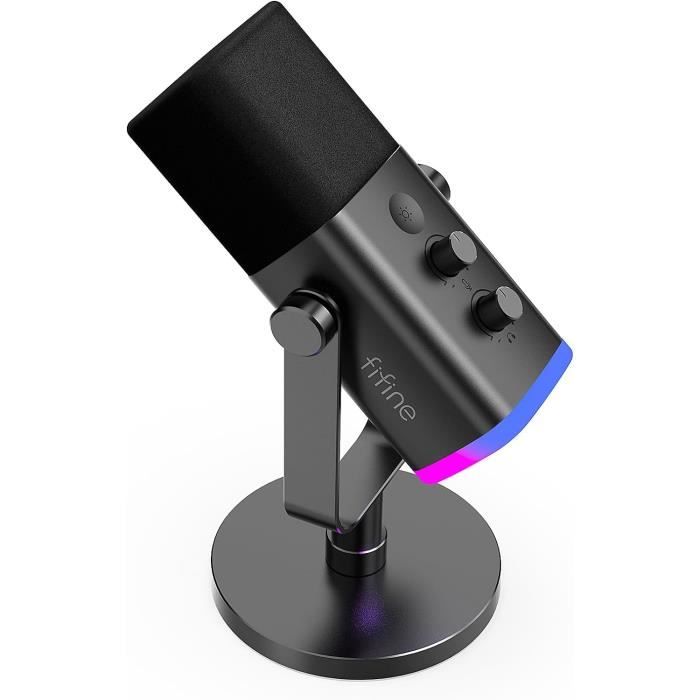 Microphone Dynamique USB/XLR - FIFINE - RGB Cardioïde - Gaming - Podcasting - Broadcasting