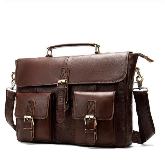 Sac Porte-documents Messager En Cuir Véritable Pour Homme - Protection Ordinateur Portable - Neuf