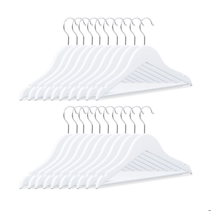 Relaxdays Cintres enfants bois set de 20 cintres bois crochet pivotant 360°  bébé enfant HxlxP: 18 x 30,5 x 0,5 cm, blanc - Cdiscount Maison