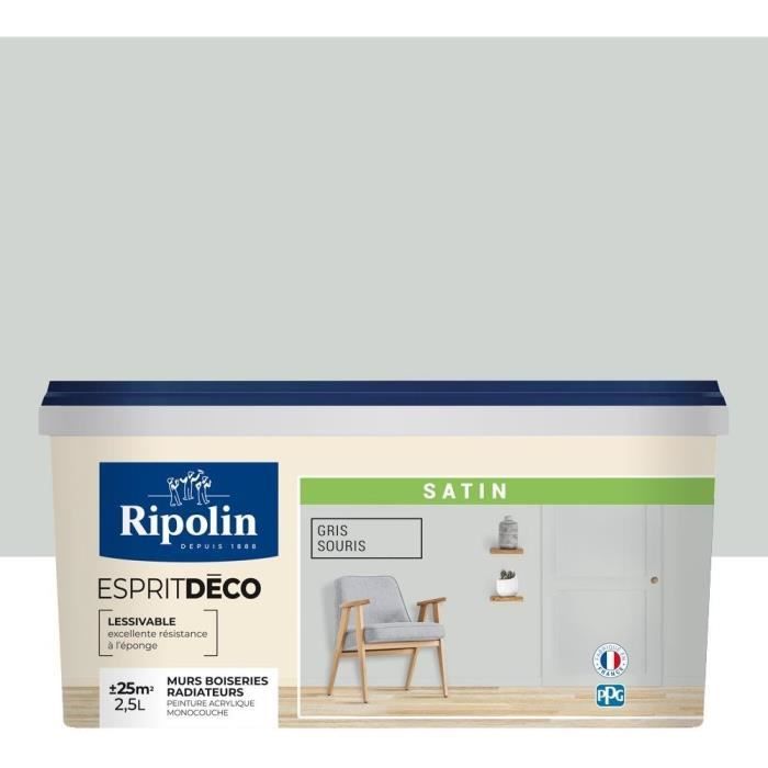 RIPOLIN ESPRIT DECO MULTI SUPPORTS GRIS SOURIS satin 2,5L - Achat / Vente  peinture - vernis RIPOLIN ESPRIT DECO MULTI SUPP - Cdiscount