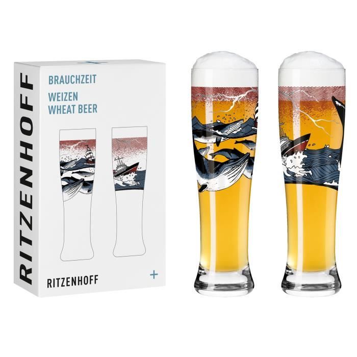 Lot De 2 Verres à Eau 500 Ml Ritzenhoff Motif Chevaux Fleuris, Fabriqué En Allemagne, Design Coloré