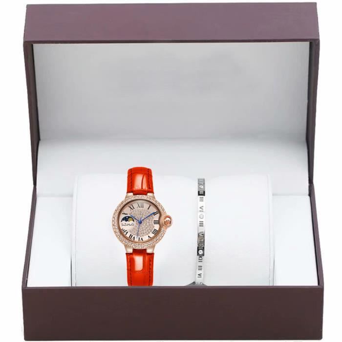 Montre Femme En Coffret Cadeau - Cadran Blanc, Bracelet Or, Pile Neuve Montée, Sous Plastique