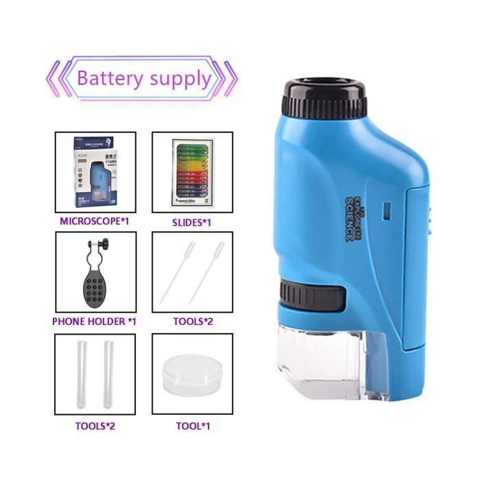 Microscope Enfant Portable 60-120x, Microscope de Poche Éducatif avec LED, Petit Scope Enfant avec Lamelles | Jouet Scientifique Filles Garçons 4-16 Ans (Blanc) | Votre wishlist sur