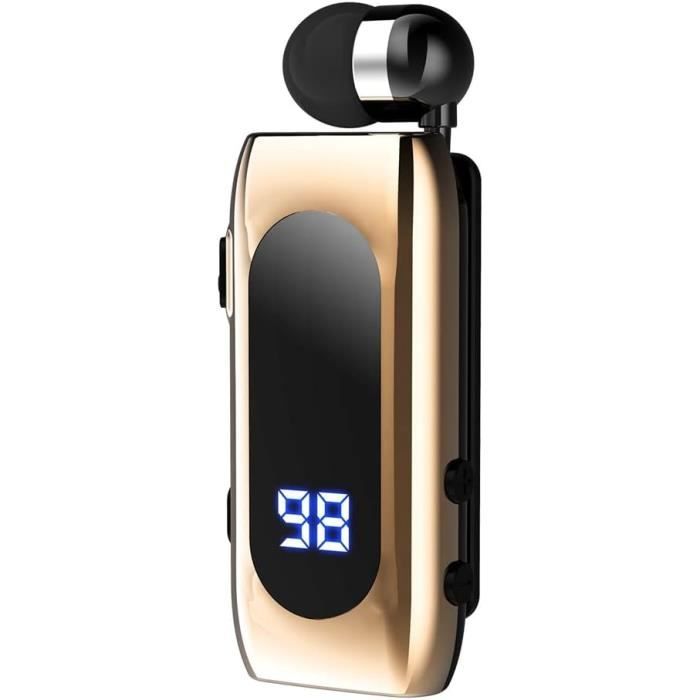 Écouteur Bluetooth 5.2 Clip D'Oreille - Affichage Numérique Batterie - Mains Libres Pour Sport, Bureau, Voiture - Noir