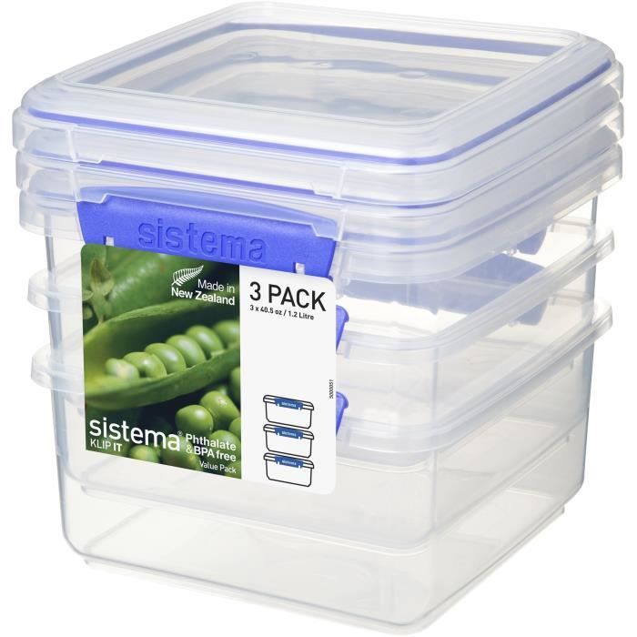 Silicook Lot De 3 Bocaux En Plastique Transparent De Forme Carrée Pour Aliments Secs, épices, Légumes, Ingrédients Et Plus Encore (M