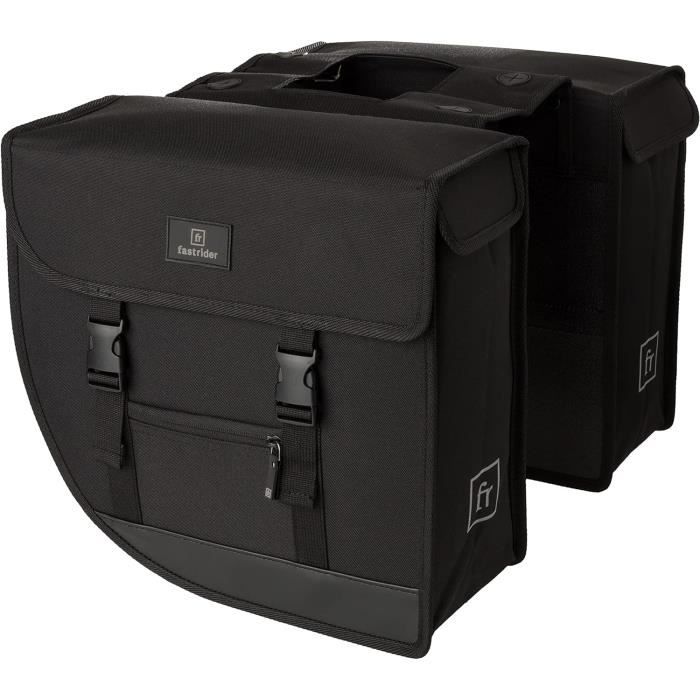 Sacoche Double Vélo Pour Porte-Bagages - 50x31x34cm - Nylon Imperméable - Bandes Réfléchissantes