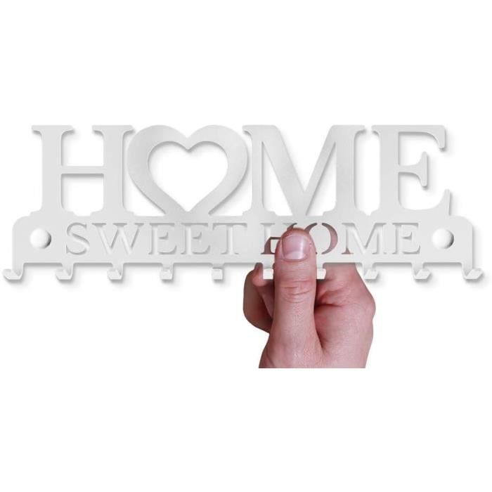 Porte-clés Mural 'Home Sweet Home' En Métal - Design élégant Pour Entrée, Cuisine, Bureau - Kit De Fixation Inclus