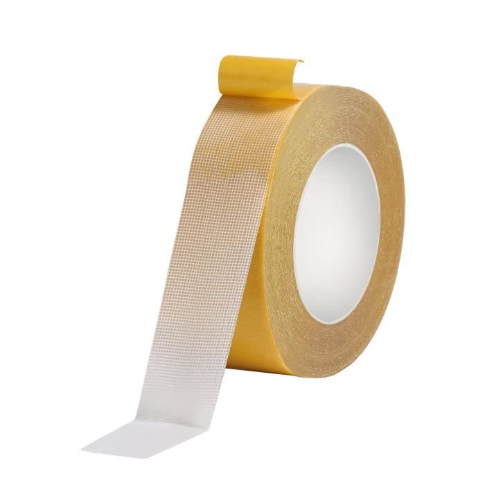 Qrity Ruban Adhésif Double Face Extra Fort 50 Mm X 20 M – Lot De 2 Rouleaux – Idéal Moquette, Tapis, Sols & Murs – Tenue Imparable Même En Extérieur !