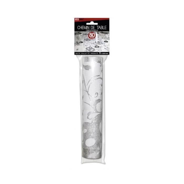 Chemin De Table Anniversaire 80 Ans Noir Et Or - 800x35 Cm - Motifs Festifs (diamants, Gâteaux…) - Polyester