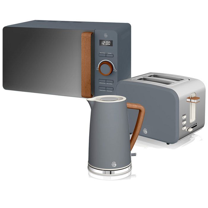 Set petit déjeuner bouilloire grille-pain micro-ondes 20L Nordic Gris SWAN STRP1060GRYNEU Gris - Swan