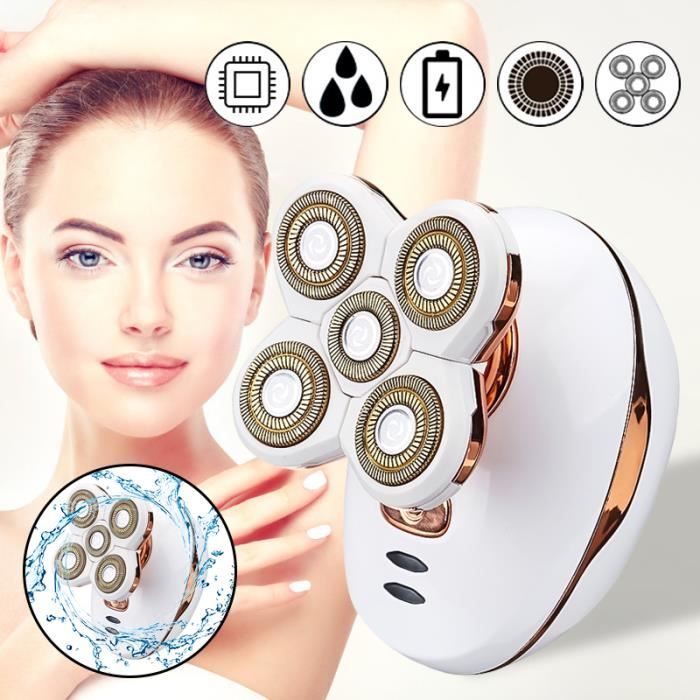 TEMPSA  5 T&ecirc;tes Rasoir Rechargeable &Eacute;lectrique Hommes Femmes Tondeuse pour Cheveux Barbe Rasage Lavable Blanc 