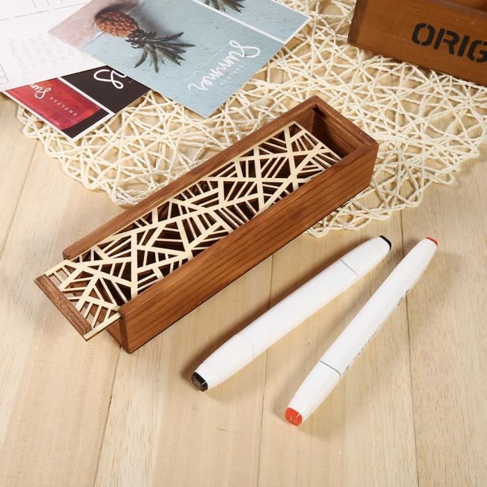 Boîte En Bois Inachevée, Boîte De Rangement Porte-crayon En Bois, étui à Crayons Vintage Avec Couvercle Amovible, Boîte En Bois Avec Couvercle Pour Stylo, Bijoux(Swirl Grass Type