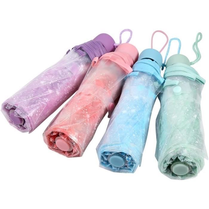 Parapluie Transparent Rose Enfants Perletti - Petit Parapluie Cloche Réfléchissant Fille 3-5 Ans