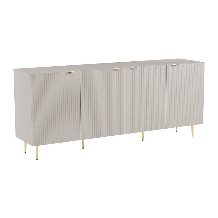 Buffet avec 4 portes en MDF et acier - Beige et Doré - YESINIA