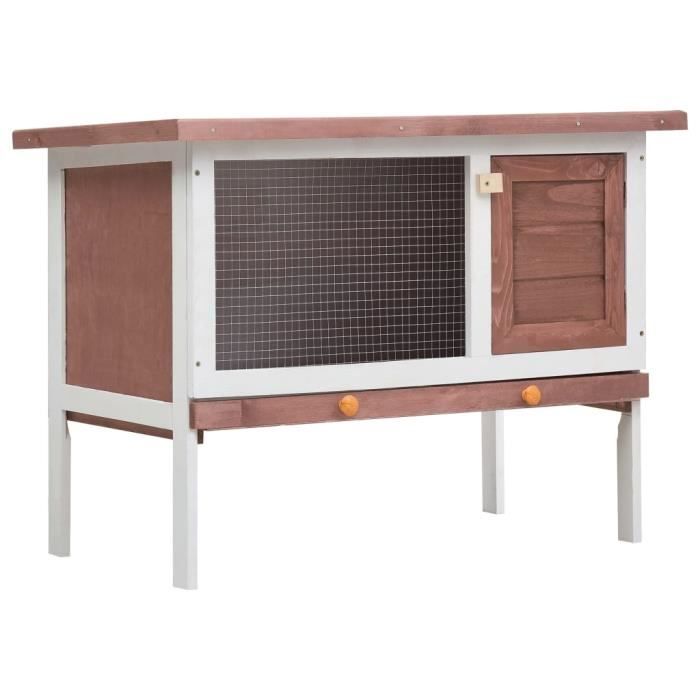 AnimailCage Extérieur lapins Moderne - Clapier 1 niveau Marron Bois 825Kg FR2023