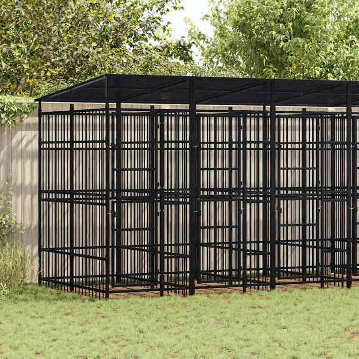 vidaXL Chenil avec toit Acier 11 06 m²