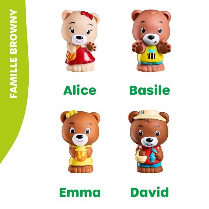 Lot de 4 personnages famille Browny - VULLI - Les Klorofil - Bébé - Mixte