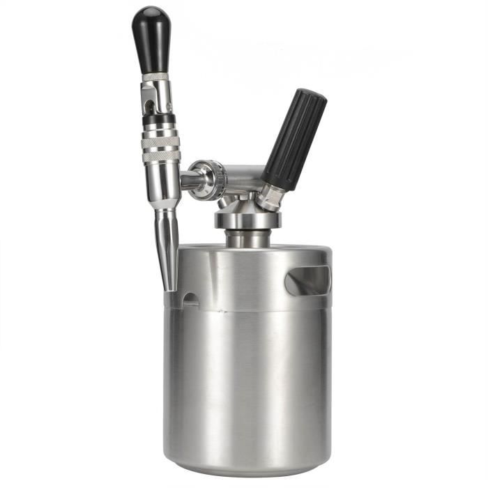 Mini fût de bière pressurisé en acier inoxydable, 5L, système réglable
