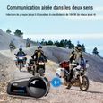 Intercom Moto Bluetooth, FODSPORTS FX6 Casque Kit Moto Main Libre Ecouteur,1000M 6 Riders Group des moto Communication System-1