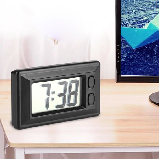 Portable voiture tableau de bord horloge numérique antichoc montre  lumineuse horloge électronique Mini horloges de bureau Le noir - Cdiscount  Maison