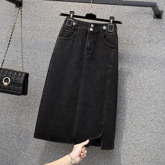 Jupe En Jean Grande Taille Pour Femme Jupe Mi Mollet Taille Haute Decontractee Noire Jupe En Jean Elegante Dete Black Xxl Black Cdiscount Pret a Porter