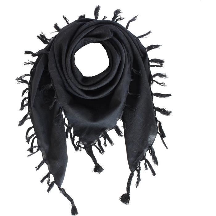 Foulard Palestinien Keffieh étoiles Noir Et Blanc - 100% Coton - Taille 95x95 Cm