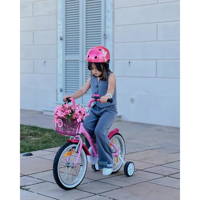 Vélo Enfant 16 Pouces Jaune Réglable - Avec Stabilisateurs Amovibles - Cadre Acier Carbone Robuste Pour 5-8 Ans