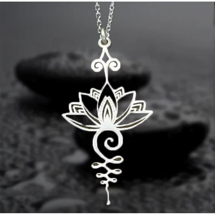 Collier Lotus Argent Délicat Pour Femmes - Pendentif Fleur Lotus Élégant En Acier Inoxydable Happiness Boutique