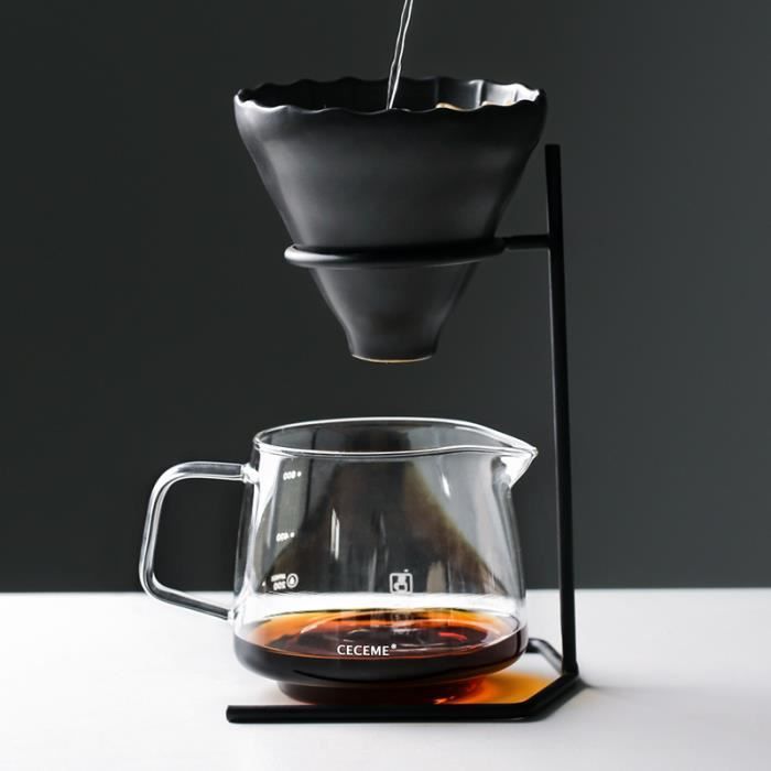 Noir - Ensemble de filtres à café brassé à la main avec V60, en porcelaine,  pots à café, à verser sur la boui